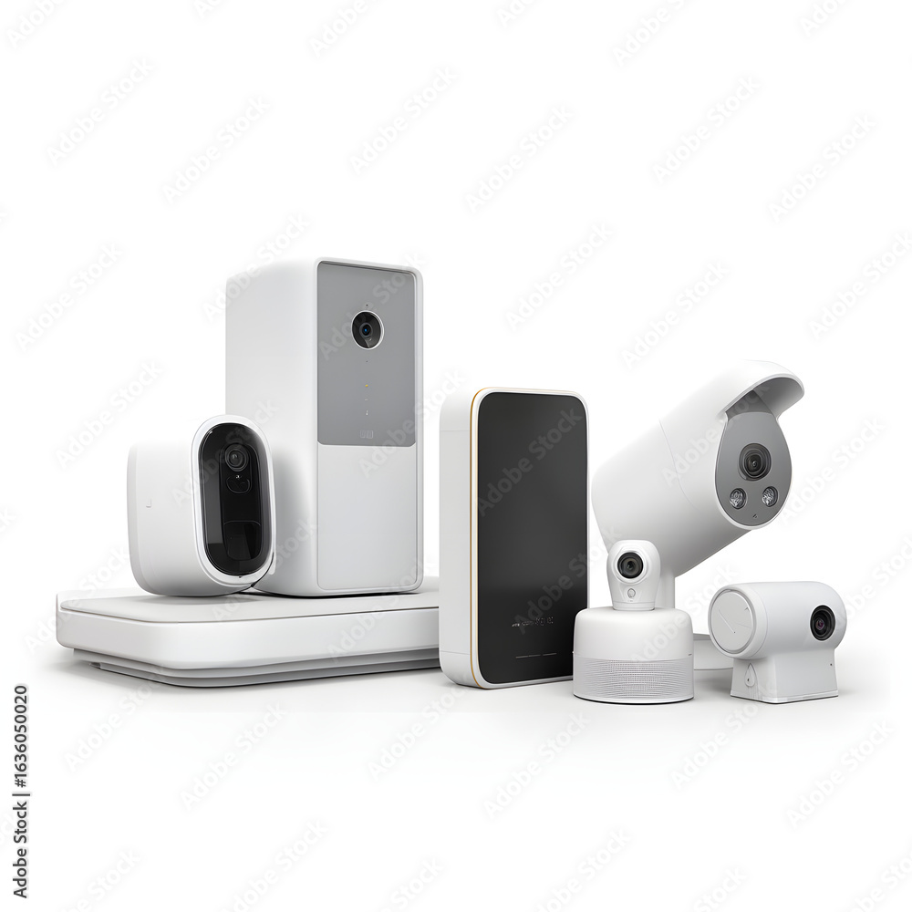 Obraz premium A white security camera is on a white background