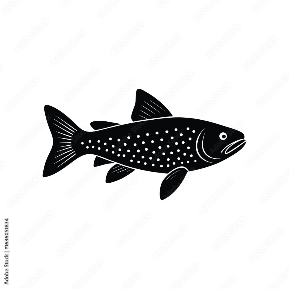 Fototapeta premium detailed brook trout silhouette showing spiny dors.eps