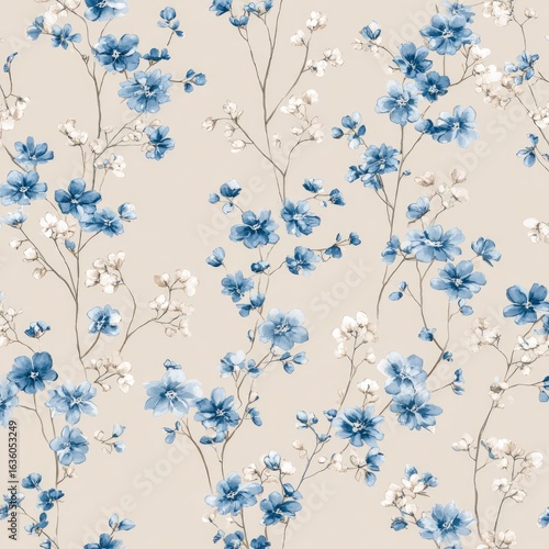 Delicate floral pattern on a beige background