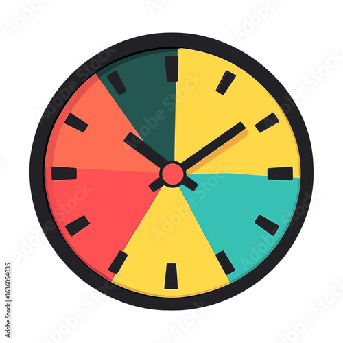 A colorful, flat vector icon of a clock with a face divided into multi-colored sections. This image is suitable for websites and blogs about time management, deadlines, scheduling, or productivity.

