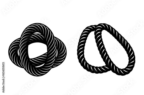  Vector black heavy steel cable coil knot with metal 