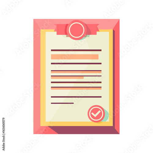 A vibrant, flat-style illustration of a clipboard with a completed document. This icon is perfect for websites or blogs about business, tasks, education, or management.

