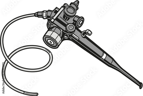 Endoscope Medical Instrument Illustration for Examination and Diagnosis in Healthcare Technology and Diagnostic Procedures with Camera