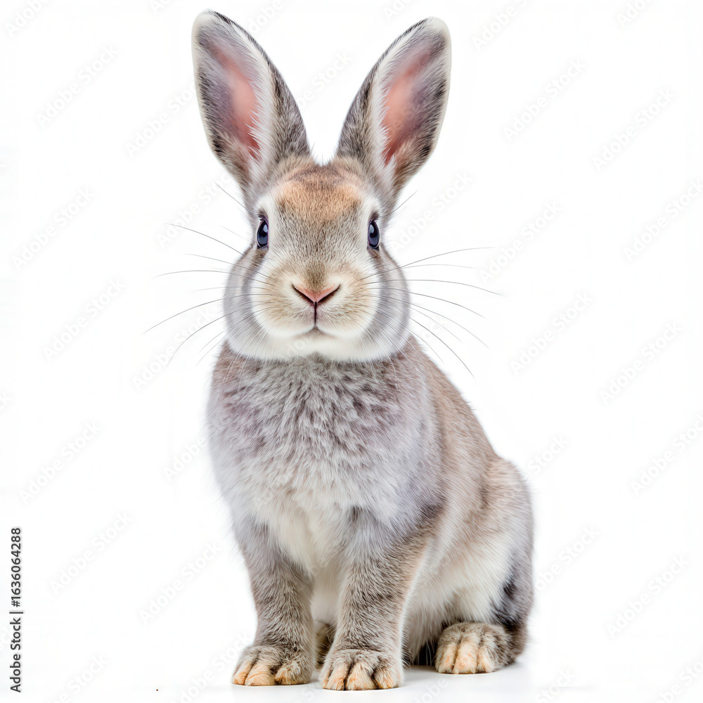 Obraz premium Adorable Bunny Portrait: A captivating portrait of a fluffy bunny rabbit, its long ears alert, embodies the essence of innocence and joy, creating a visual representation of warmth and comfort.