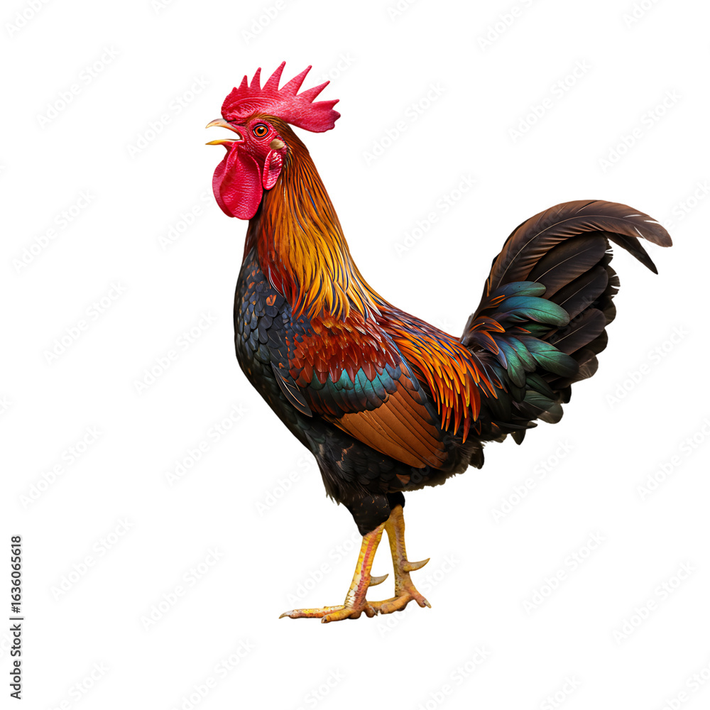 Fototapeta premium Majestic Rooster: Vibrant Farm Animal Photography
