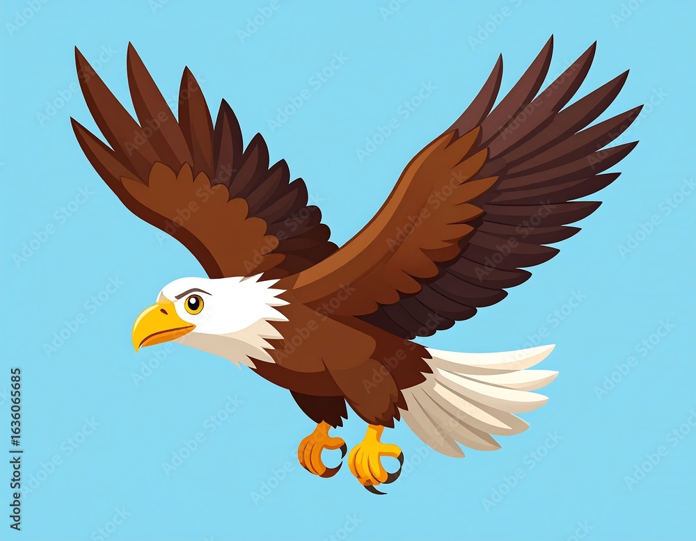Obraz premium Cartoon eagle soaring