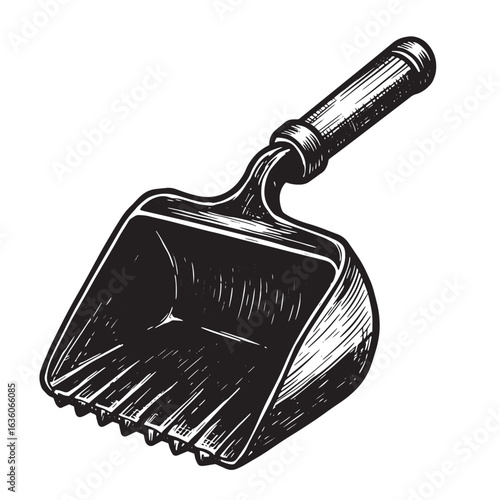 Hand drawn scoop illustration suitable for cleaning and hygiene applications with retro style