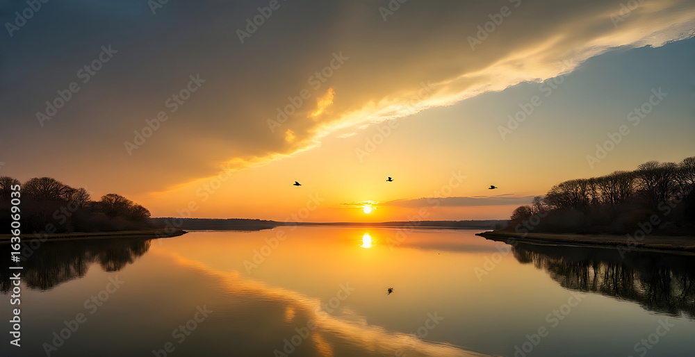 Obraz premium nature landscape. Beautiful nature sunset landscape. 
