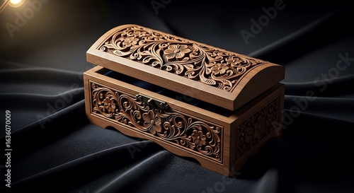 A small carved wooden jewelry box