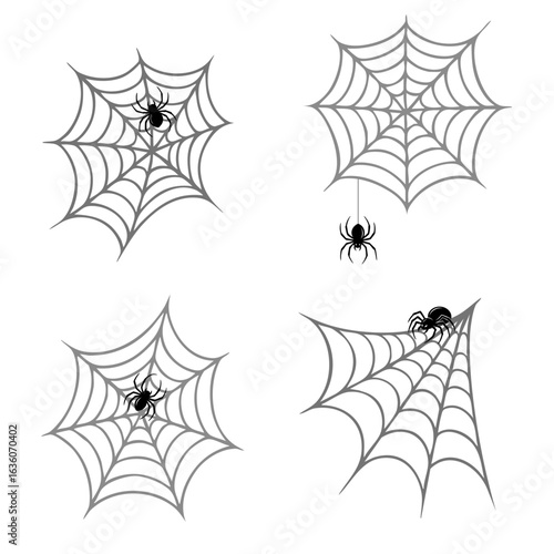schwarze Witwe Spinne Netz Halloween Icons