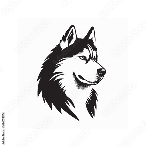 Alaskan Malamute Pet Dog Minimalist Line Vector Graphic