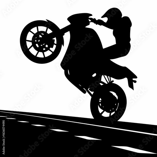 Motorcycle Wheelie Stunt Silhouette
