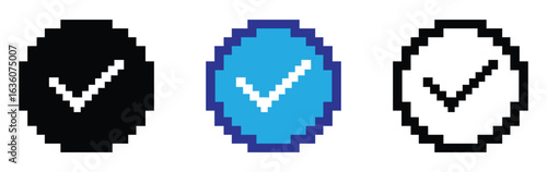 pixel art checkmark icon. pixel art check mark vector symbolizing approval, agreement and acceptance on transparent background, perfect for digital designs. pixel art tick mark for games, cartoon.   