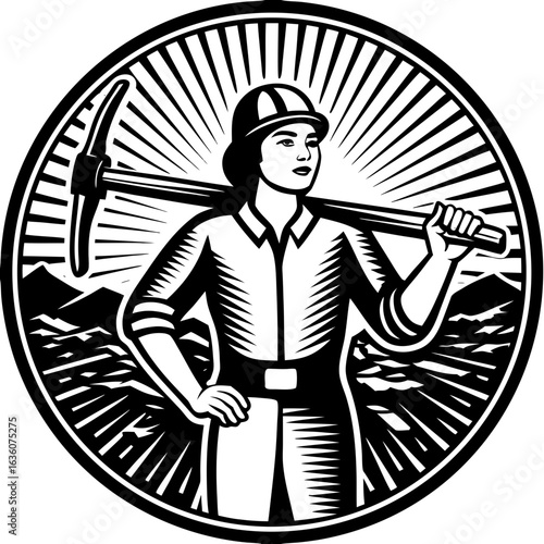 Miner girl with a pickaxe