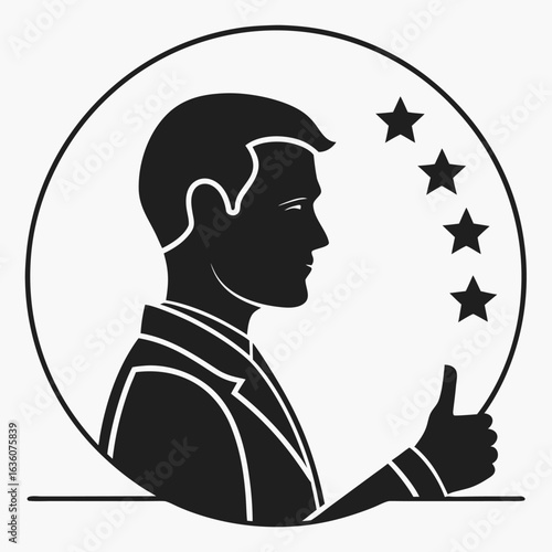 An artful vector illustration of a man and a woman in silhouette, their profiles with unique hats and hairstyles