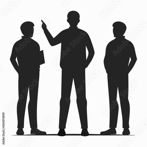 Group of diverse business people silhouettes standing together