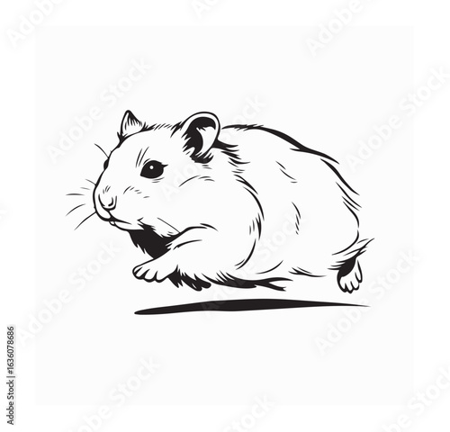 Realistic Simple Vector of Hamster Walking Side View Illustration