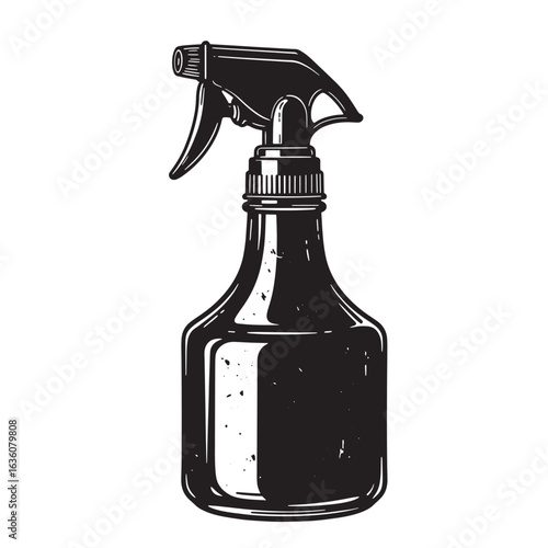 Vintage style illustration of a spray bottle for cleaning and disinfecting surfaces
