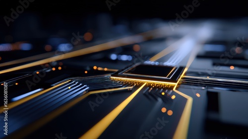 Abstract Glowing Circuit Board Technology