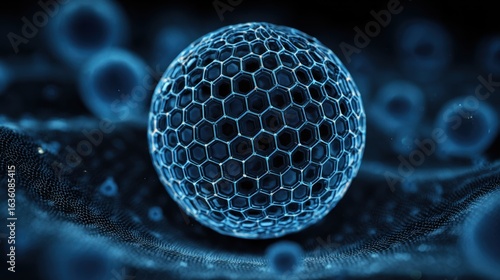 Fototapeta Naklejka Na Ścianę i Meble -  blue sphere honeycomb network design