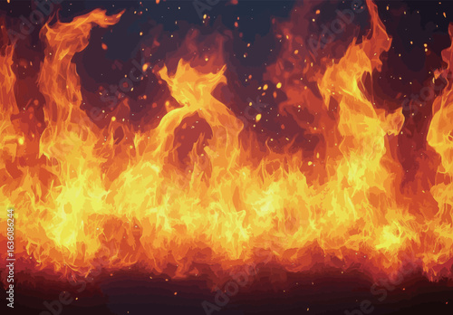 Fiery flames texture on a black background
