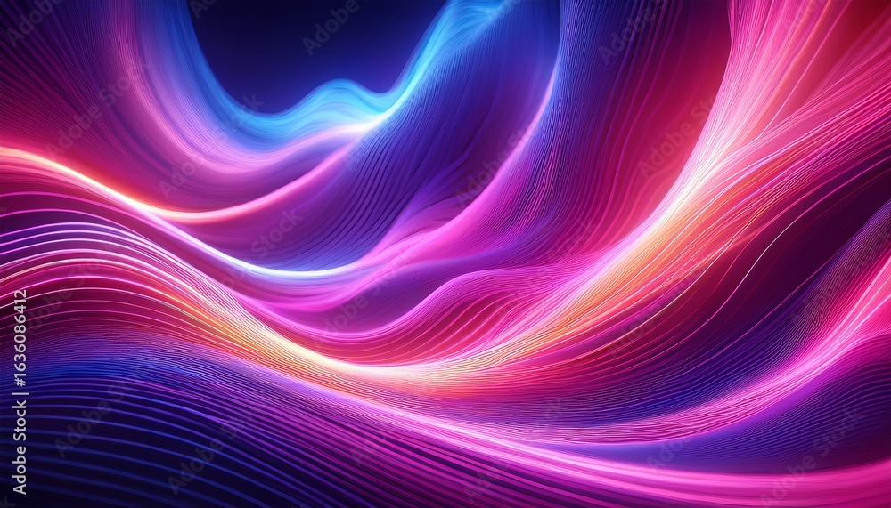 Fototapeta premium vibrant pink and purple abstract background with glowing wave lines