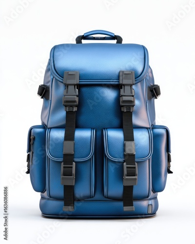 Blue backpack, studio shot (1)