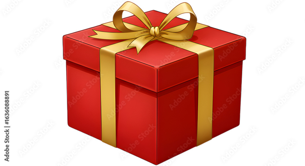 Obraz premium Classic Red Gift Box with Gold Ribbon on Black