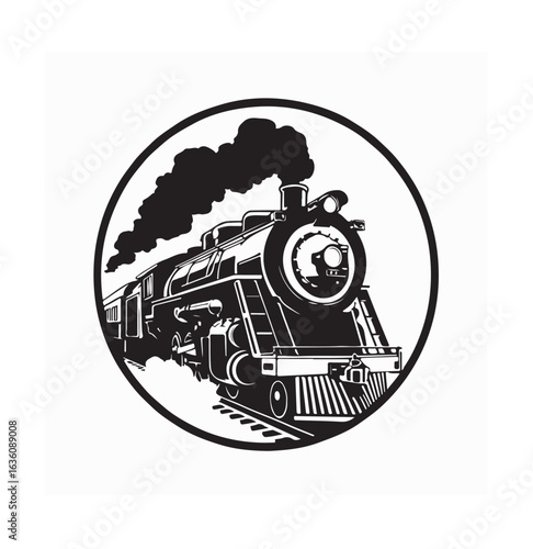 Minimalist Vector of Old Steam Train for Retro Transportation Concept
