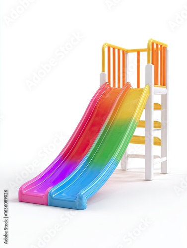 Colorful children's slide against a white background