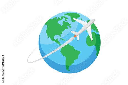 Airplane Flying Around Earth Globe Icon