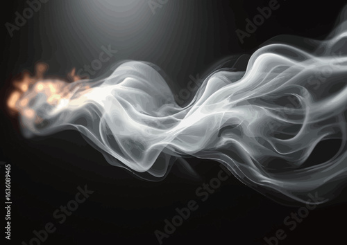 Smoke on a black background, white smoke on a dark background