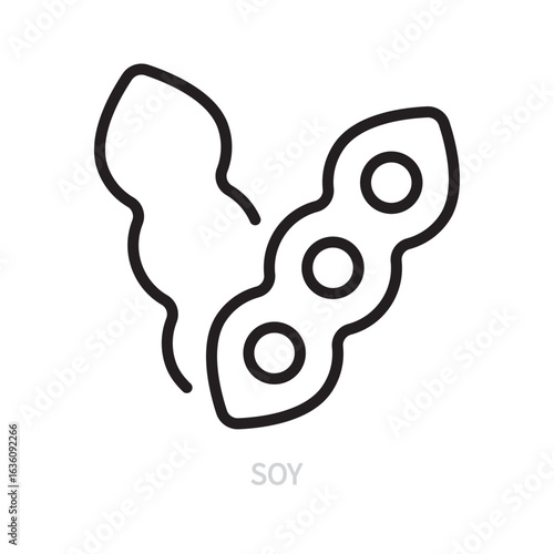 Soy line simple icon in a flat style. Leguminous, oilseed and forage crops symbol. Vector illustration. Editable stroke. Isolated on a white background.