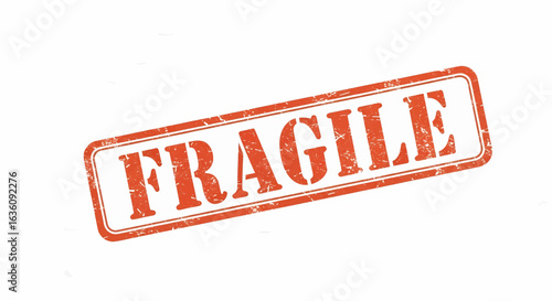 Fragile red grunge stamp symbol, vector illustration.