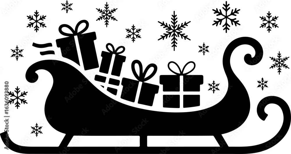 Naklejka premium Christmas Gift Sleigh Vector Art