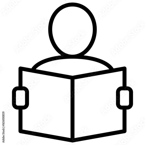 Training Manual Outline Icon Design Vector - person reading an open manual, representing training, learning, or onboarding processes in a company