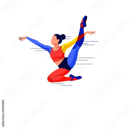 colorful dancer in motion, abstract style clip art preview
