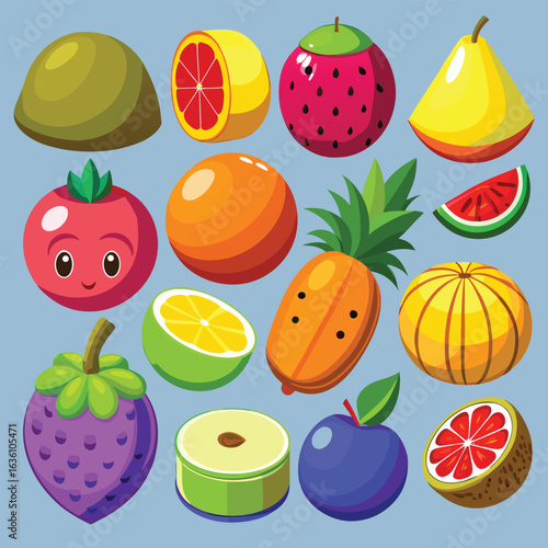 clip art fruit food icon set design 