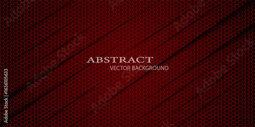 Abstract red steel mesh background with red glowing lines with free space for design. Modern technology innovation concept background. Perforated dark red metal sheet for background image.