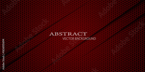 Abstract red steel mesh background with red glowing lines with free space for design. Modern technology innovation concept background. Perforated dark red metal sheet for background image.