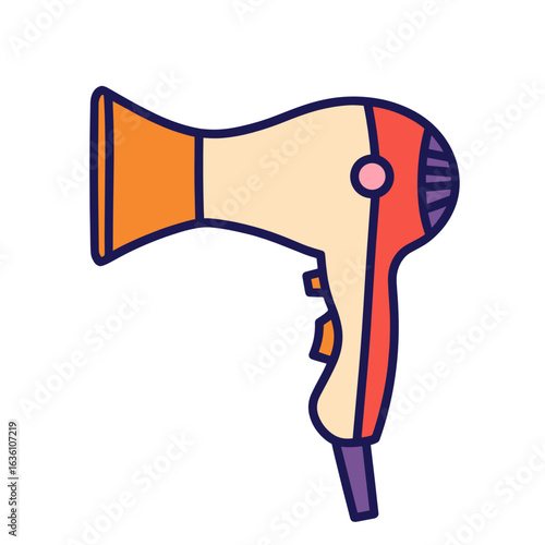 Colorful handheld hair dryer with modern design and nozzle  