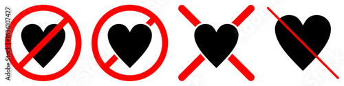 No love sign vector symbolizing dislike, rejection, or antipathy. Represents a lack of affection or a negative emotion.