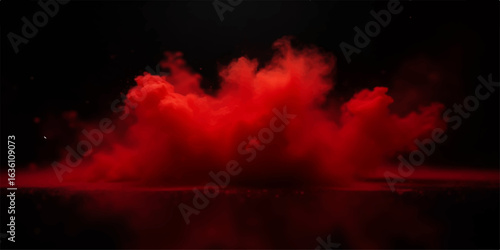 Vibrant red and orange fire abstractly burns on the dark water, reflecting the dramatic colors of a beautiful sunset