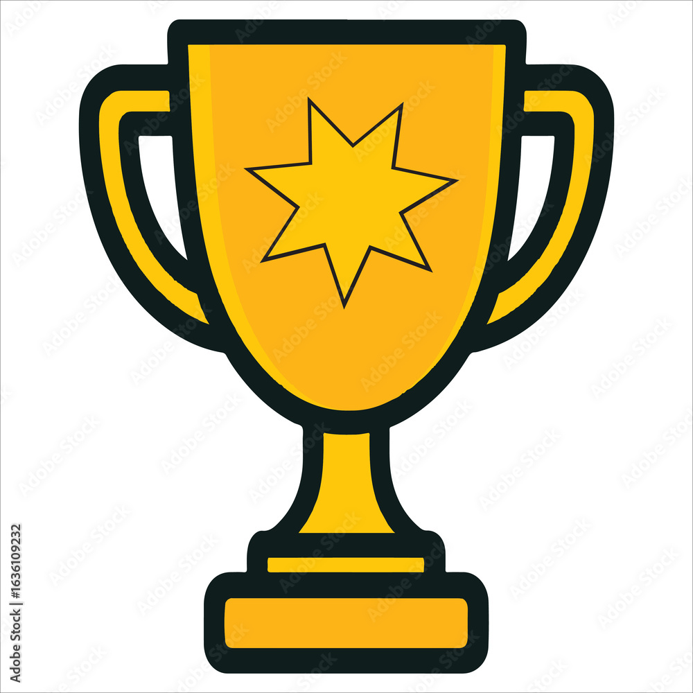Gold trophy cup with ribbon award symbol for winner and achievement Gold trophy cup with ribbon award symbol for winner and achievement
