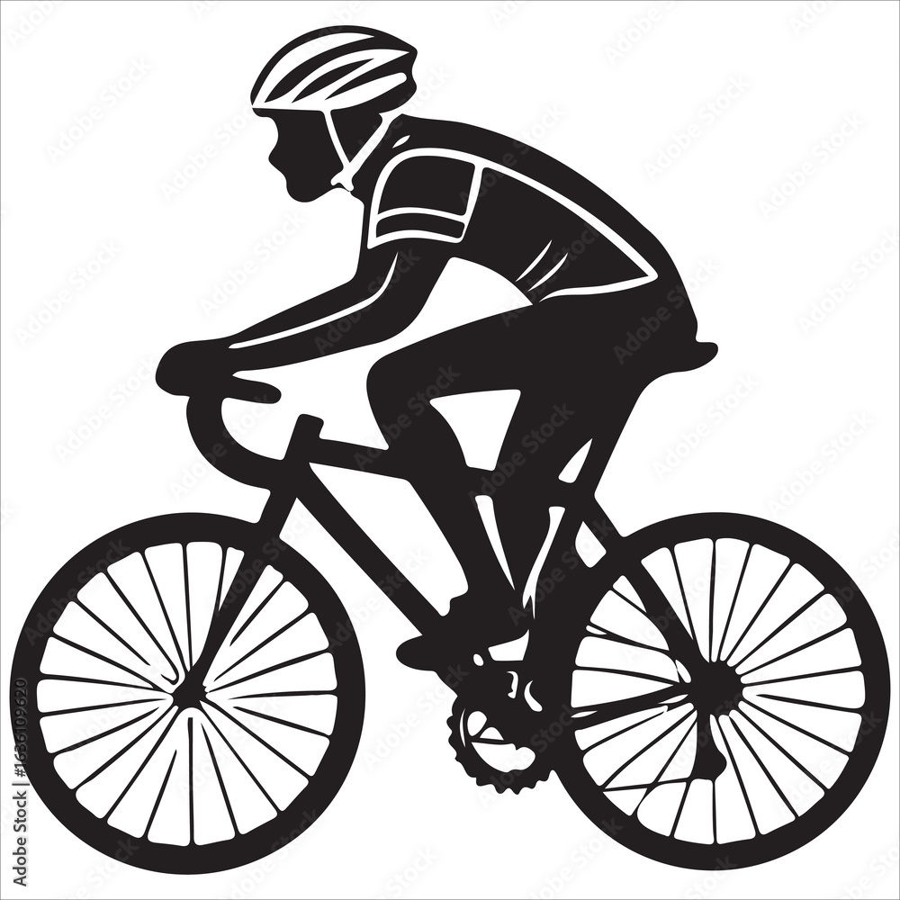 Fototapeta premium Silhouette of a cyclist riding a bike vector illustration