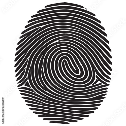 Fingerprint vector icon showing unique biometric identity pattern and security symbol