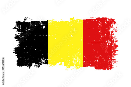 Distressed belgian flag with black background
