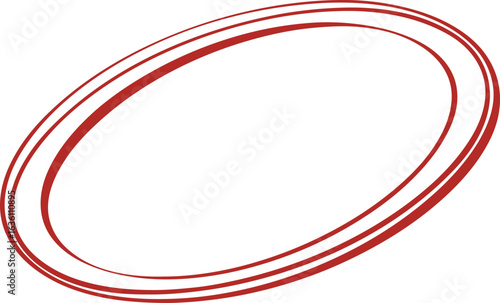 Red Oval Swirl Stroke Vector Abstract Circular Design Element