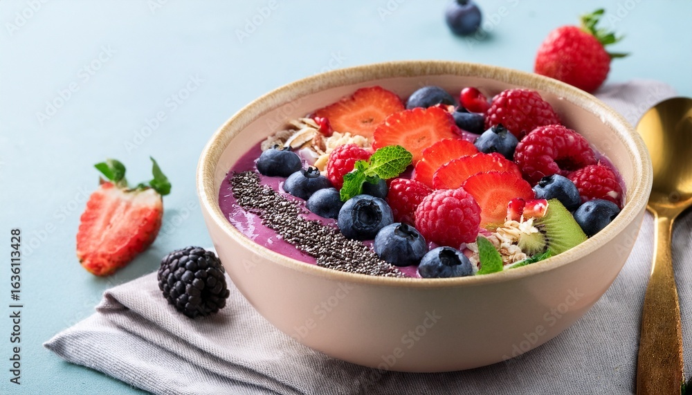 healthy smoothie bowl topped with berries healthy smoothie bowl topped with berries