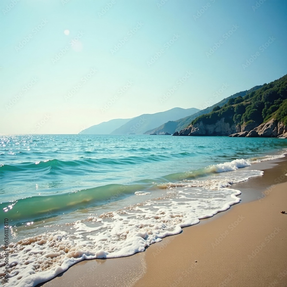 Obraz premium Calm waters, gentle waves lap Quissett's shore , autumn, sail